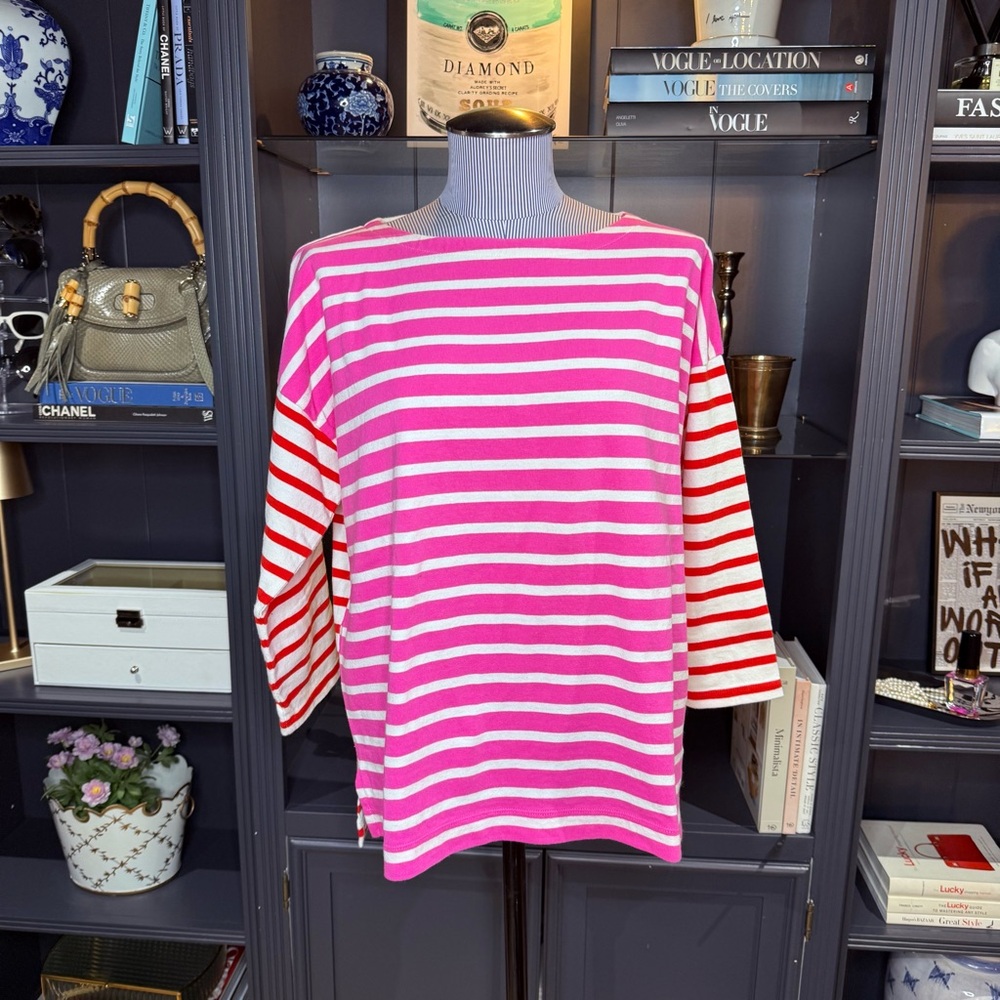 J.Crew Multicolor Striped Cotton Boatneck Top – Size M